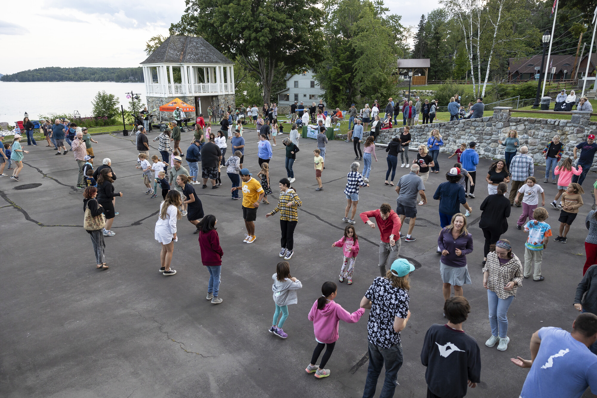 Group of people square dancing