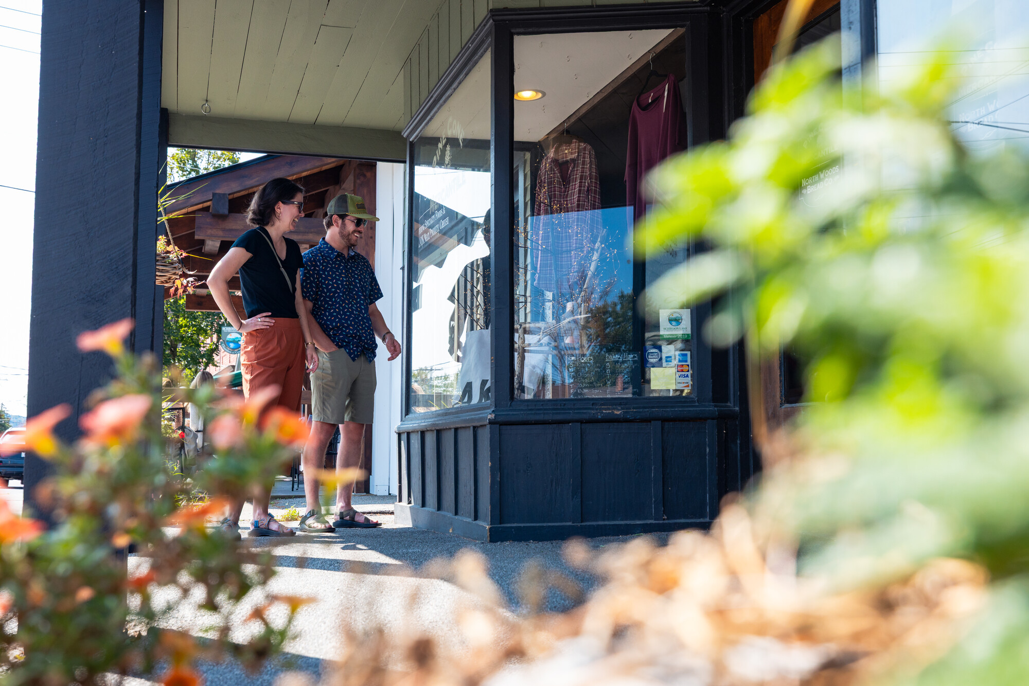 Two people shopping in Schroon Lake, NY