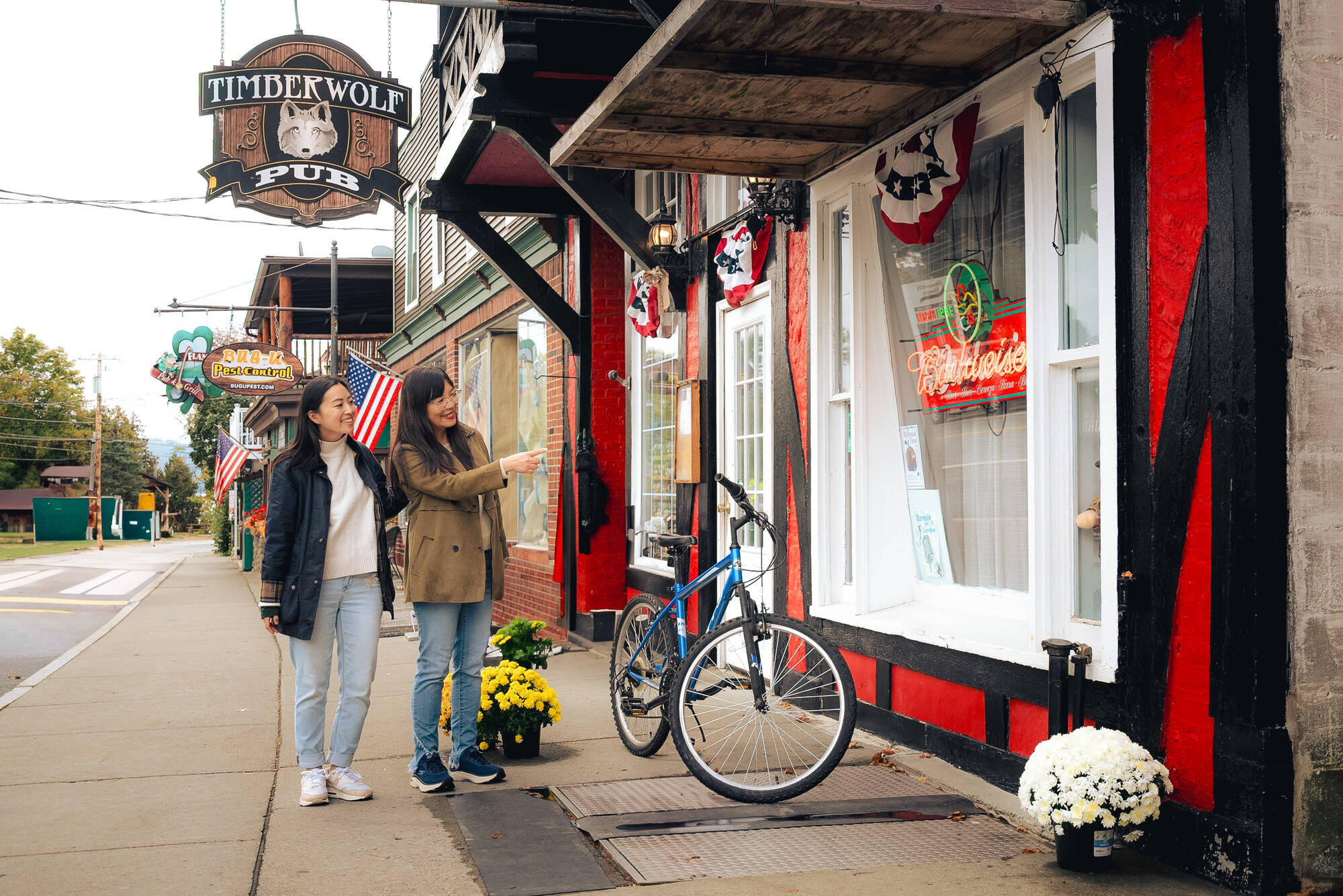 Two people shopping in Schroon Lake, NY