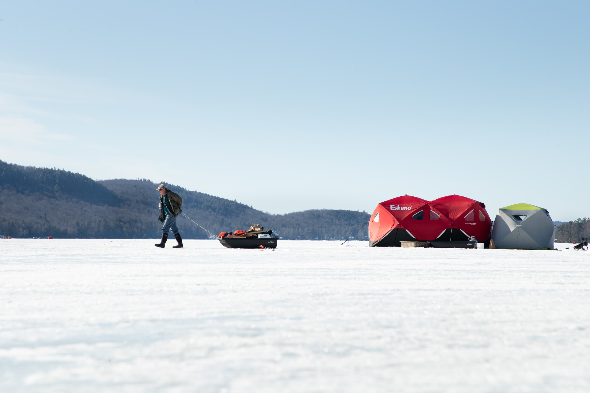 Ice fishing on Schroon Lake